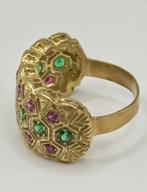 Ring - 14 karaat Geel goud Smaragd - Robijn, Nieuw