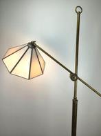 Staande lamp - Verguld messing, Glas-in-lood, Antiek en Kunst