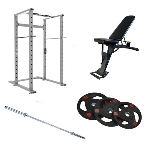 Gymfit volledig home gym pakket | power cage | adjustable, Sports & Fitness, Appareils de fitness, Envoi