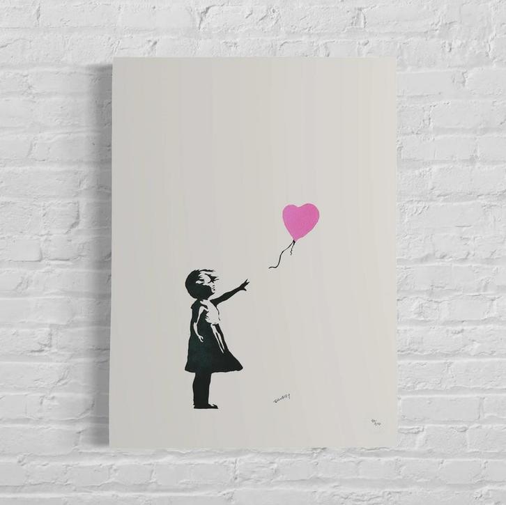 Genummerde Editie BANKSY Girl With The Balloon Rose, Antiek en Kunst, Kunst | Litho's en Zeefdrukken, Verzenden