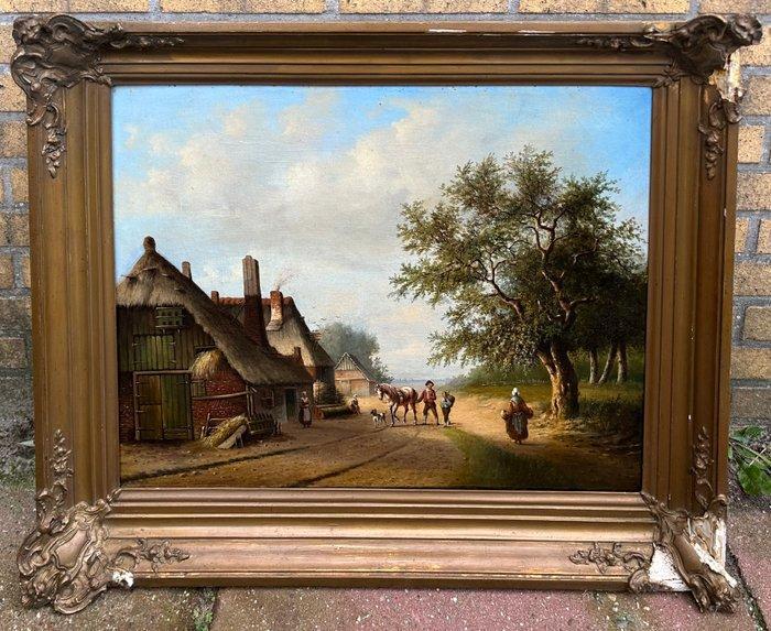 Hollandse School (XVIII-XIX) - Romantisch landschap NO, Antiek en Kunst, Kunst | Schilderijen | Klassiek