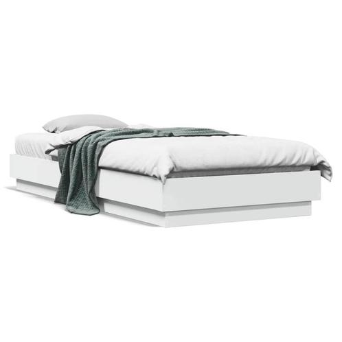 vidaXL Cadre de lit blanc 100x200 cm bois dingénierie, Maison & Meubles, Chambre à coucher | Lits, Neuf, Envoi
