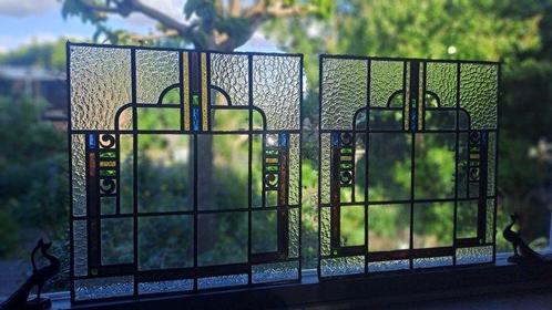Art Deco Glas-in-loodraam (2) - 1920-1930, Antiek en Kunst, Kunst | Designobjecten