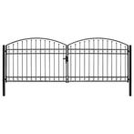 vidaXL Poort met gebogen bovenkant dubbel 400x125 cm staal, Tuin en Terras, Verzenden, Nieuw
