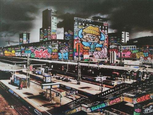 BLACH (Maxime Blachère) - Gare de Fribourg, Antiek en Kunst, Kunst | Schilderijen | Modern