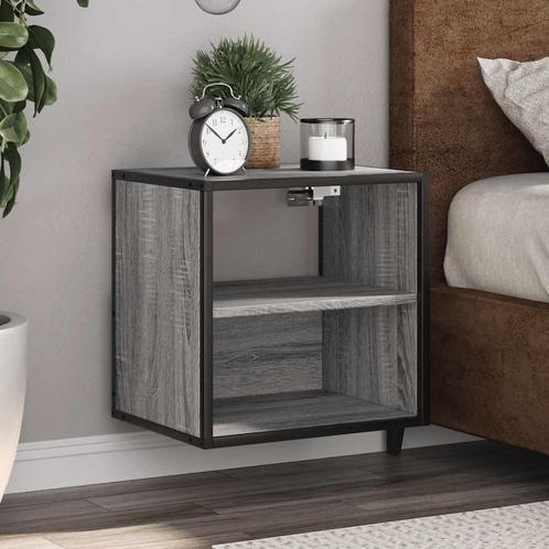 vidaXL Nachtkastjes 2st wandgemonteerd 40x31x39,5cm grijs, Huis en Inrichting, Slaapkamer | Nachtkastjes, Nieuw, Verzenden