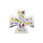 Witgouden hanger Maltezer kruis met mix van edelstenen, Ophalen of Verzenden, Gebruikt, Goud, Overige merken