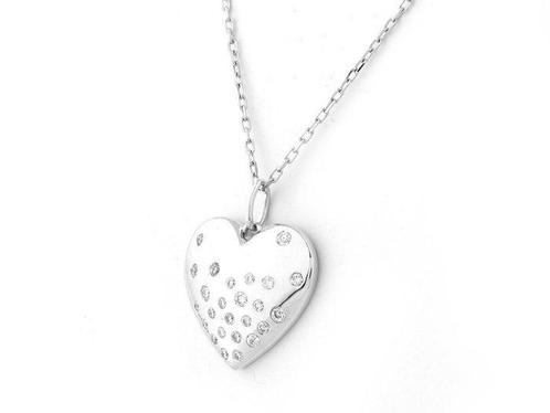 Collier - 14 carats Or blanc - 0.20ct. tw. Diamant, Handtassen en Accessoires, Kettingen