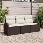 vidaXL Tuinbank Set met kussen 3 pcs Bruin Poly rattan, Tuin en Terras, Verzenden, Nieuw