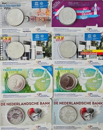 Pays-Bas. 5 Euro Lot van 70 x Coincards