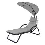 Ligstoel tuin - met zonnescherm - 189 x 73 cm - grijs, Tuin en Terras, Ophalen of Verzenden, Nieuw