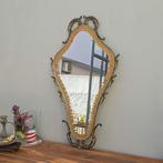 Spiegel- Volutenvormig - Messing, Textiel, Glas - versierd