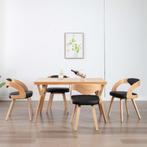 vidaXL Eetkamerstoelen 4 st gebogen hout en kunstleer zwart, Verzenden, Nieuw