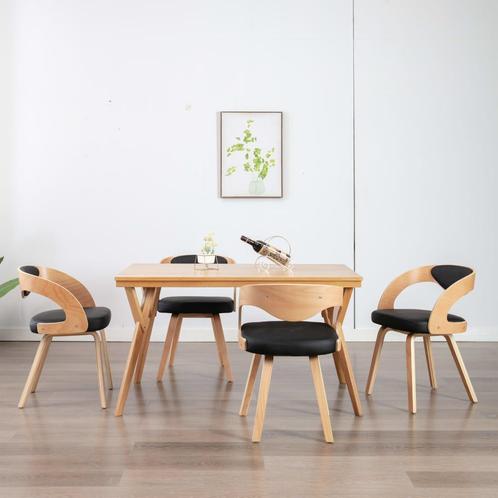 vidaXL Eetkamerstoelen 4 st gebogen hout en kunstleer zwart, Huis en Inrichting, Stoelen, Nieuw, Verzenden