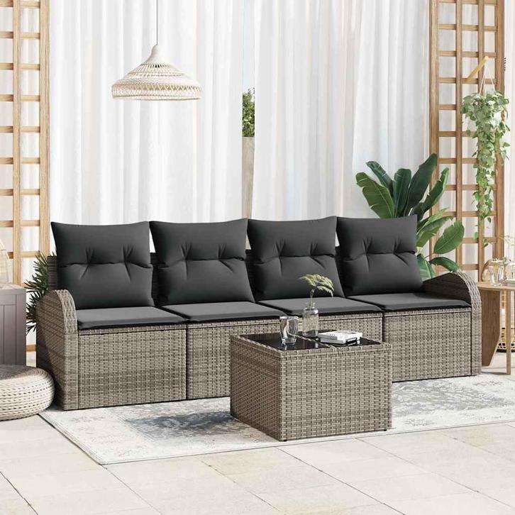 vidaXL Tuinbank Set met kussen met opslag 5 pcs Grijs 55 x, Tuin en Terras, Tuinsets en Loungesets, Nieuw, Verzenden