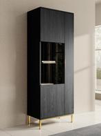 Meubella | vitrinekast zwart goud 70x41x140 hotelchique, Verzenden, Nieuw, 50 tot 100 cm, 150 tot 200 cm