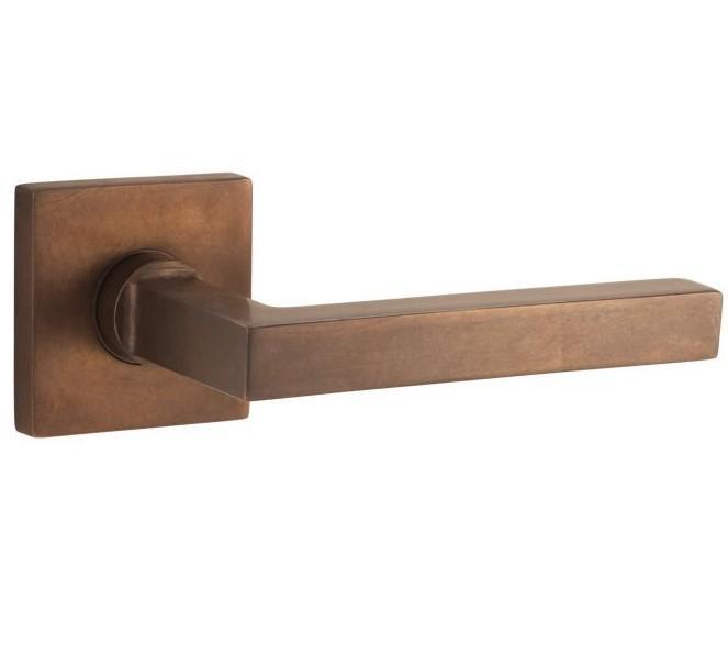 Deurklink op geveerd rozet verdekt Kare messing antiek brons, Doe-het-zelf en Bouw, Hang- en Sluitwerk, Klink of Kruk, Nieuw, Overige materialen