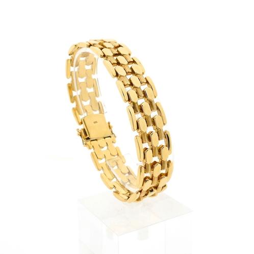 Gouden fantasie schakel armband | 19,5 cm (luxe armband), Handtassen en Accessoires, Armbanden, Overige kleuren, Gebruikt, Goud