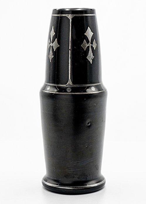 Kralik Art Deco Glass Vase - Silver decor 1920 - Vase -, Antiek en Kunst, Antiek | Glaswerk en Kristal