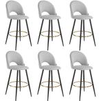 tectake Barkruk Sachel met rugleuning, fluweellook - lichtgr, Verzenden