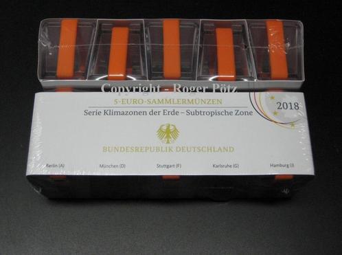 25 Euro Duitsland 5 x 5 Euro 2018 Pp Subtropische Zone mi..., Postzegels en Munten, Munten | Europa | Euromunten, België, Verzenden