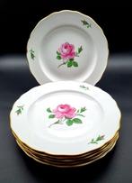 Meissen - Service de table - Rose rouge avec bord doré 6 x, Antiek en Kunst