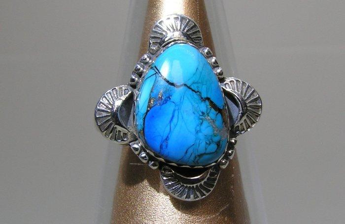 Turquoise ring - Hoogte: 26.4 mm - Breedte: 21.8 mm- 5.06 g, Collections, Minéraux & Fossiles