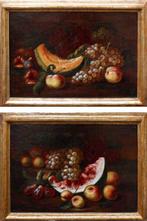 Scuola romana (XVII) - Nature morte con frutta, Antiek en Kunst