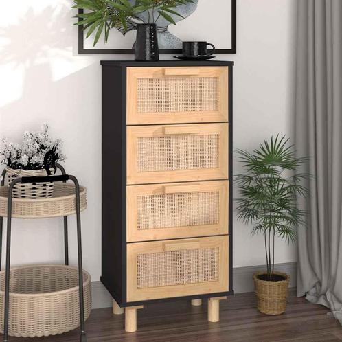 vidaXL Dressoir 40x30x90 cm massief grenen hout en rattan, Huis en Inrichting, Kasten | Dressoirs, Nieuw, Verzenden