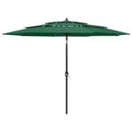 vidaXL Parasol 3-laags met aluminium paal 3 m groen, Verzenden, Nieuw