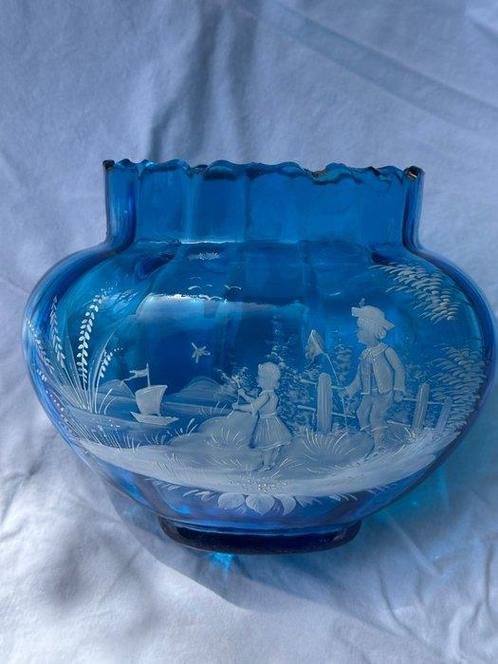 Vase - Cristal - Mary Gregory Bleu Cobalt, Antiek en Kunst, Antiek | Glaswerk en Kristal