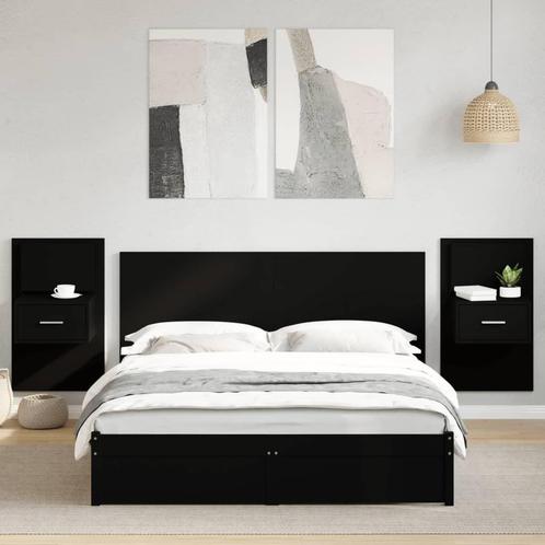 vidaXL TÃªte de lit avec armoires noir 160 cm bois, Maison & Meubles, Chambre à coucher | Lits, Neuf, Envoi