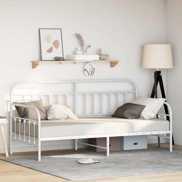 vidaXL Bedframe voor een daybed Wit 90 x 200 cm Gepoedercoat, Huis en Inrichting, Slaapkamer | Bedden, Nieuw, Verzenden