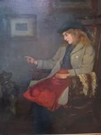 Walter Hutcheson (1869-1910) - Ragazza seduta che addestra, Antiquités & Art
