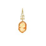 Zonder Minimumprijs - 9ct yellow gold cameo pendant of woman
