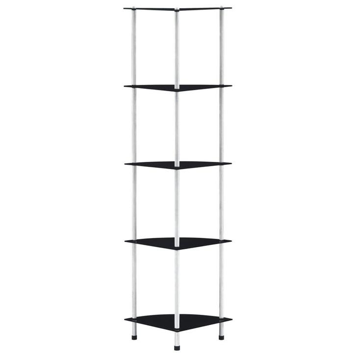 vidaXL Kastje 5-laags 30x30x130 cm gehard glas zwart, Huis en Inrichting, Kasten | Boekenkasten, Nieuw, Verzenden