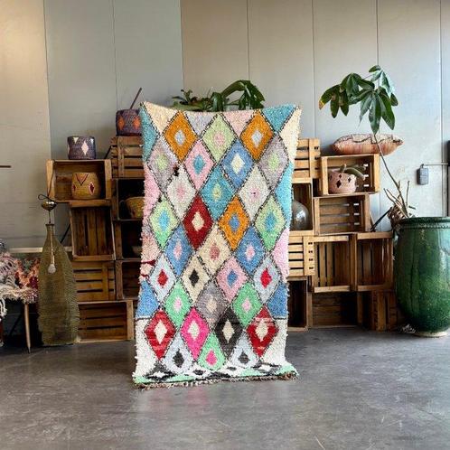 Berber, Kleurrijk Marokkaans Vintage Boucherouite Tapijt -, Huis en Inrichting, Stoffering | Tapijten en Vloerkleden