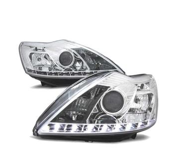 Phares Pour Ford Focus II 08-10 Led Daylight Chromé, Verzenden