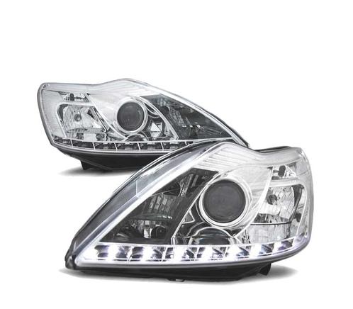 Phares Pour Ford Focus II 08-10 Led Daylight Chromé, Auto-onderdelen, Verlichting, Verzenden