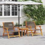 vidaXL Tuinstoelen met Tafel 3 Stuks Grijs Massief, Tuin en Terras, Tuinstoelen, Verzenden, Nieuw