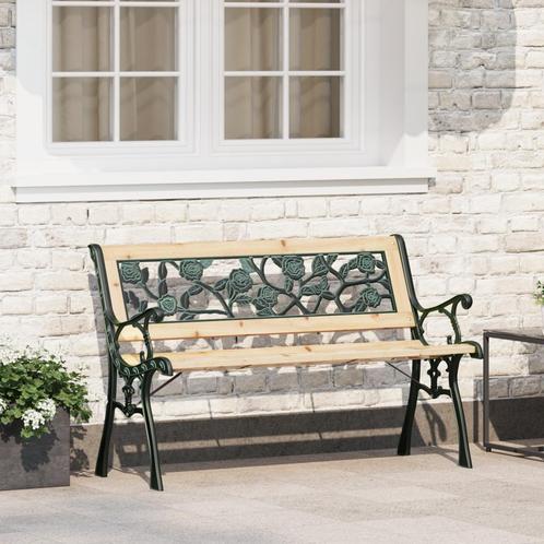 vidaXL Tuinbank met Rozenpatroon Rugleuning 116 cm Hout, Tuin en Terras, Tuinsets en Loungesets, Nieuw, Verzenden