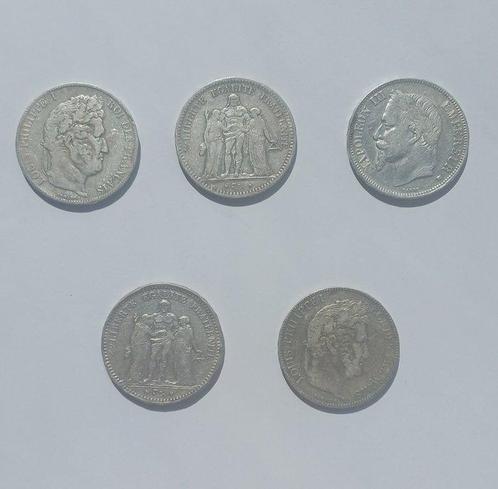 Frankrijk. 5 Francs 1835 à 1873 (lot de 5 monnaies en, Postzegels en Munten, Munten | Europa | Niet-Euromunten