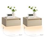 Hangend Nachtkastje Beige met LED | Retour Deal | -51%, Huis en Inrichting, Verzenden, Nieuw, Minder dan 45 cm, Minder dan 55 cm