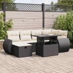 vidaXL 7-delige Loungeset met kussens poly rattan zwart, Tuin en Terras, Verzenden, Nieuw, Loungeset