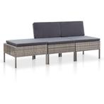vidaXL 3-delige Loungeset met kussens poly rattan grijs, Tuin en Terras, Verzenden, Nieuw, Loungeset