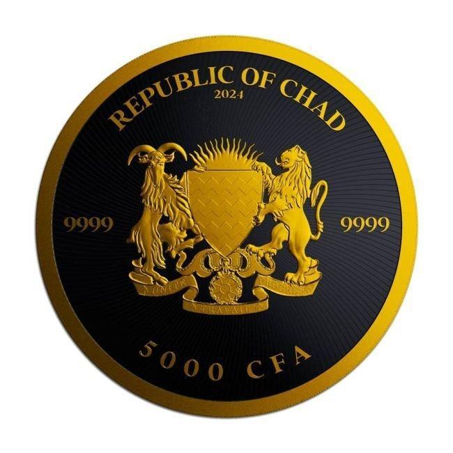 1 Troy Ounce - Zilver .999 - 2024 1 oz Chad Cannabis Black, Postzegels en Munten, Edelmetalen en Baren