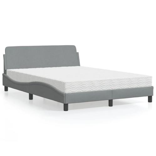 vidaXL Bed met matras stof lichtgrijs 140x190 cm, Huis en Inrichting, Slaapkamer | Bedden, Nieuw, Verzenden