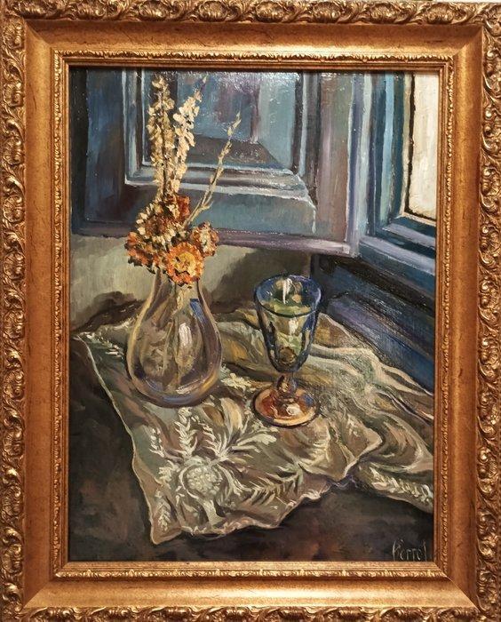 Franse school (XX) - Naturaleza muerta en la ventana, Antiek en Kunst, Kunst | Schilderijen | Klassiek