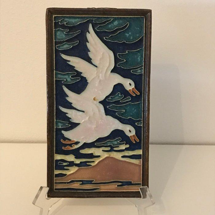 Tegel - Ganzen - De Porceleyne Fles, Delft - 1950-1960, Antiek en Kunst, Antiek | Glaswerk en Kristal
