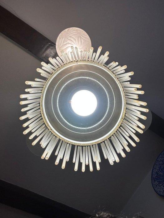 Plafondlamp - Verguld messing - originele tulpen, Antiek en Kunst, Curiosa en Brocante